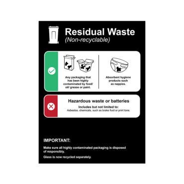 Mini Detailed Residual Waste Signs - Compact Non-Recyclable Waste Signage Solutions