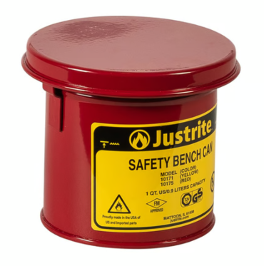 Safety Bench Cans 1007 Justrite Solvent Plunger Cans Red