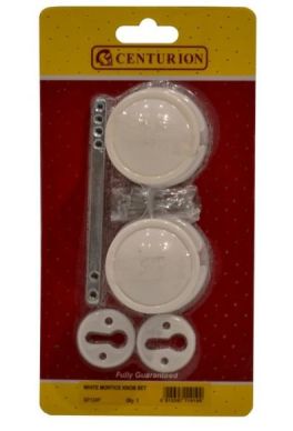 White Plastic Rim Mortice Knob Set