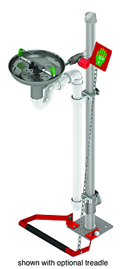 Pedestal Mounted Eye Wash With Stainless Steel Open Bowl