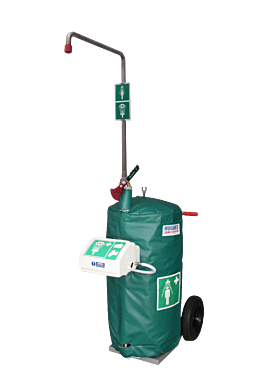 Mobile Self-Contained Safety Shower With Eye Wash And Insulated Jacket - 114 Litre