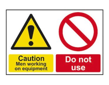 Caution Men working on equipment Do not use 1.2mm Recyclable PP (300 x 200mm)