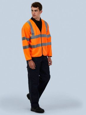 Uneek Unisex Long Sleeve Safety Waist Coat - EN471 Class 2 Certified Hi-Viz Workwear