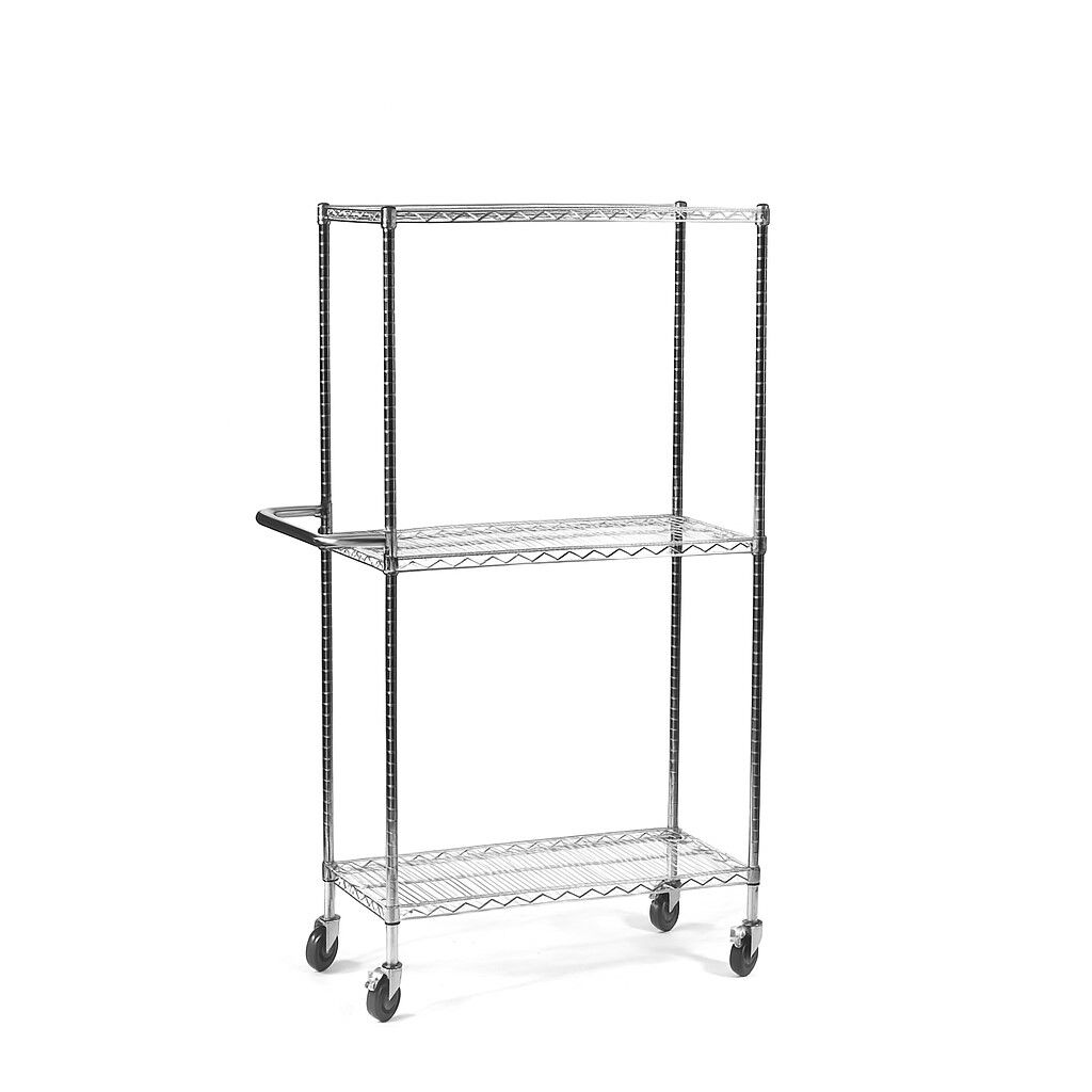 Eclipse® 3-Tier Adjustable Chrome Wire Trolley 1790mm High